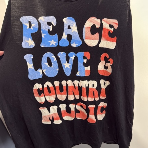 Peace Love and Country Music Black Flag Tank Large - Picture 3 of 5